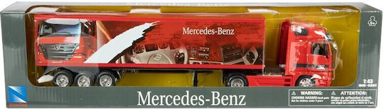 CarMotion Mercedes Truck With Trailer Metal Modeling Figure Truck Red in Scale 1:43 36.5x9x6cm.