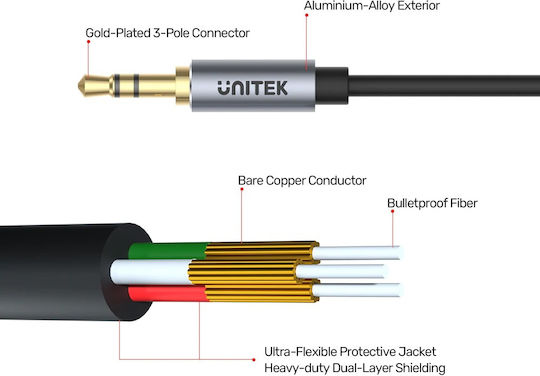 Unitek 3.5mm Jack Cable Male to Female Black 1m Y-C932ABK