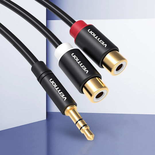 Vention 3.5mm Jack Cable 3.5mm Male - 2x RCA Female Black 0.3m VAB-R02-B030