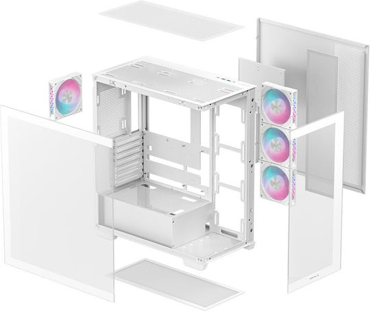 Deepcool CG580 4F Gaming Midi Tower Computer Case with Side Window and ARGB Lighting White