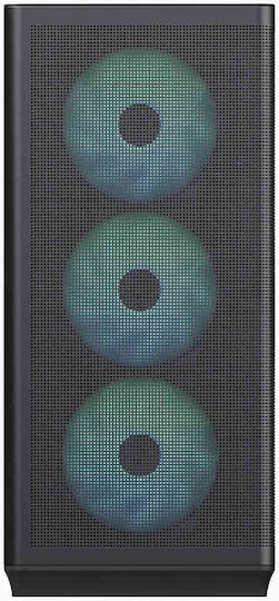 APNX C1-R v1 Геймърско бюро Midi Tower Компютърна кутия със страничен прозорец и RGB осветление Черен