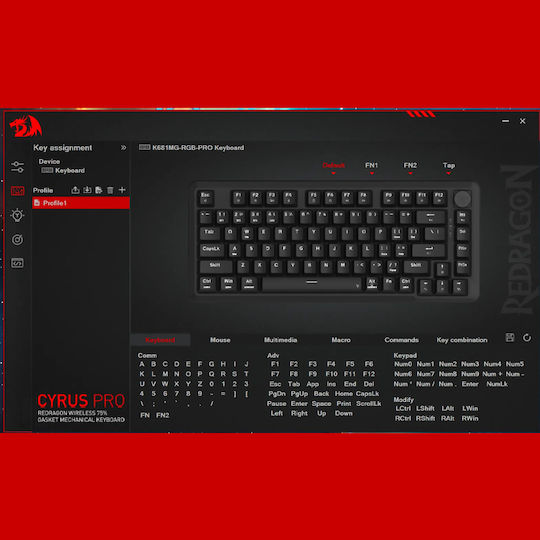 Redragon Cyrus Pro Drahtlos Gaming Mechanische Tastatur 75% mit RGB-Beleuchtung (Englisch US) Grün