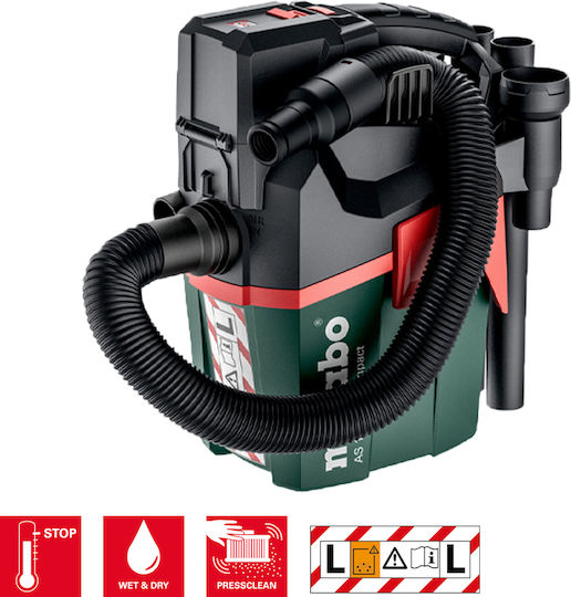 Metabo AS PC Compact Επαναφορτιζόμενη Σκούπα Υγρών / Στερεών Χωρίς Φορτιστή και Μπαταρία με Πλαστικό Κάδο 18lt