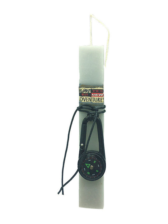 Gray Candle with Compass and Carabiner Set in Handmade Box