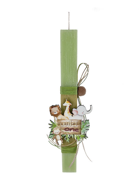 Handmade Scented Candle Boy Wooden Base Jungle