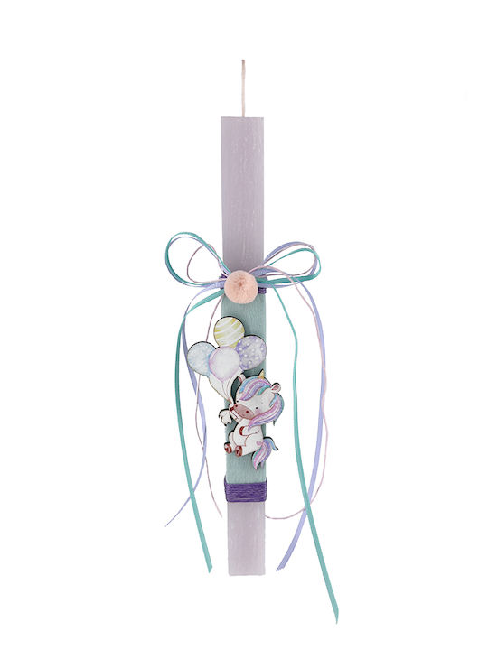 Handmade Scented Candle Girl Wooden Base Unicorn Balloons