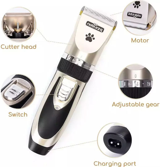 Nobleza Pet Electric Clipper Dog Cat Grooming Machine 4 Combs 17.6x4.5x4.2cm