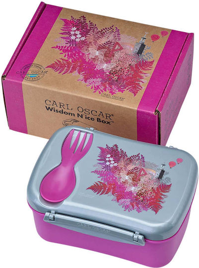 Carl Oscar Wisdom N'ice Box Πλαστικό Παιδικό Σετ Φαγητού 0.9lt Μωβ 17 x 12.5 x 8εκ.