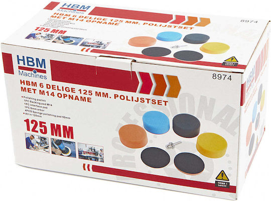 Set de bureți de lustruire de schimb 125mm M14 6 buc Hbm Machines Olanda