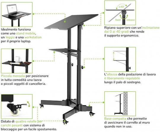 Techly Mobile Workstation Τραπεζάκι για Laptop