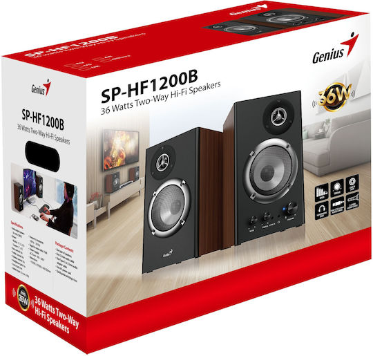 Genius SP-HF1200B Computer Speakers 2.0 With Power 36W Brown