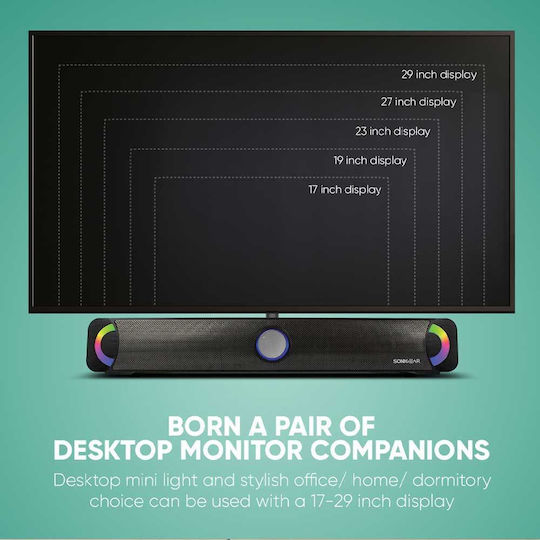 Sonic Gear BT300 Soundbar 3.6W 2.0 Bluetooth Μαύρο