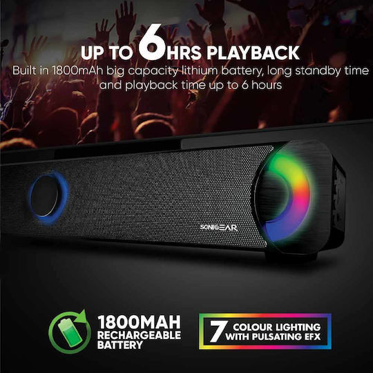 Sonic Gear BT300 Soundbar 3.6W 2.0 Bluetooth Μαύρο