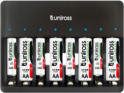 Uniross 8 Bay Rapid USB Φορτιστής 8 Μπαταριών Ni-MH Μεγέθους AA/AAA