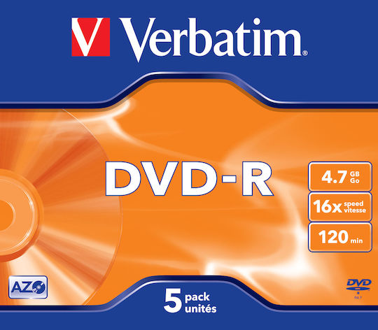 Verbatim Azo Εγγράψιμα DVD-R 16x 47GB Cake Box 5τμχ