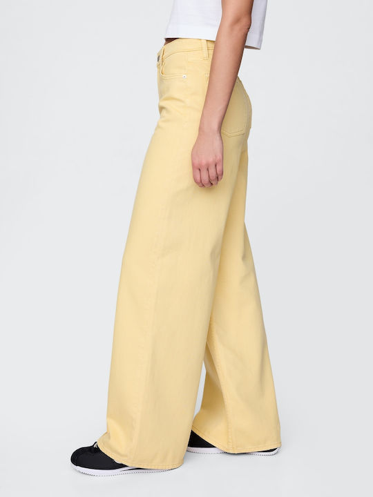 Damenjeans Mittelhohe Taille in Weit geschnittener Linie Straw Yellow