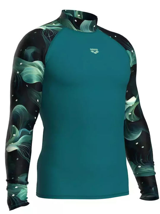 Arena Rash Vest Allover Ανδρική Μακρυμάνικη Αντηλιακή Μπλούζα Πράσινη