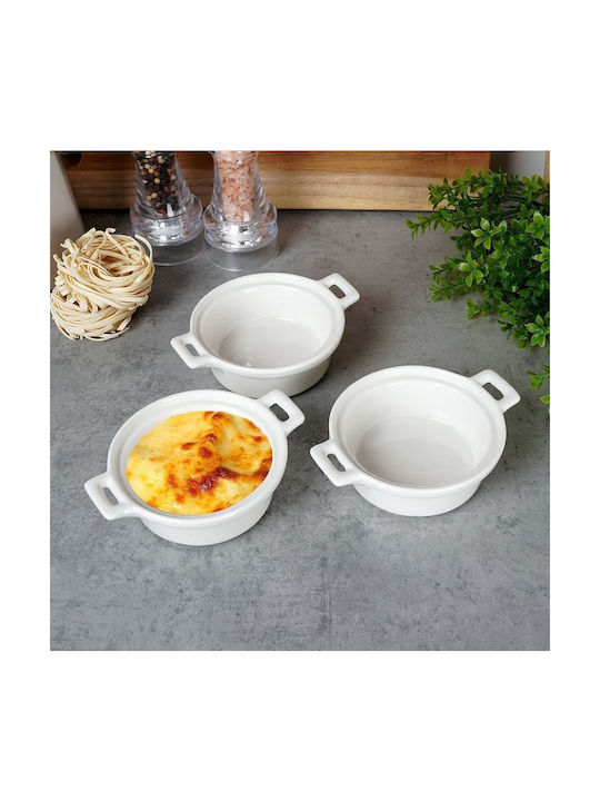 Excellent Houseware Στρογγυλό Πυρίμαχο Σκεύος για Σουφλέ από Πορσελάνη 13x10x4cm 3τμχ
