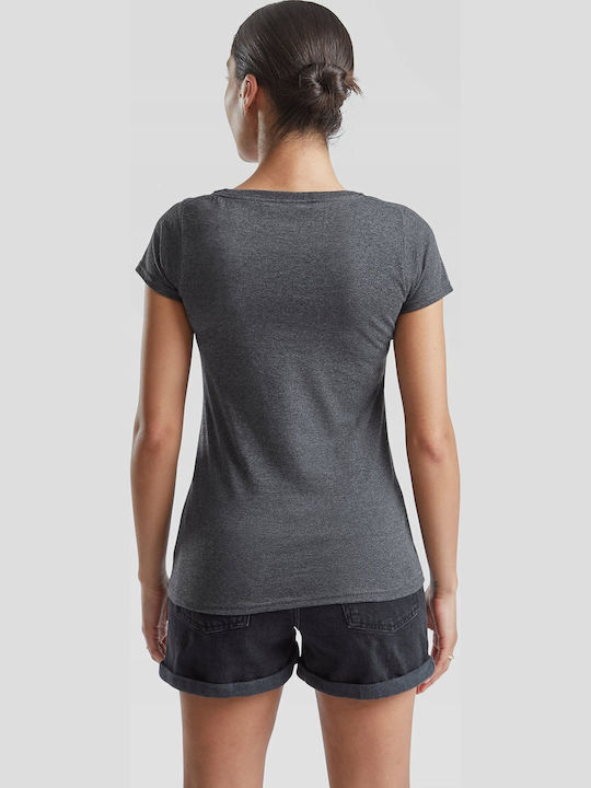 Fruit of the Loom Valueweight Женско Рекламна тениска Къс ръкав Тъмно сиво Heather Grey
