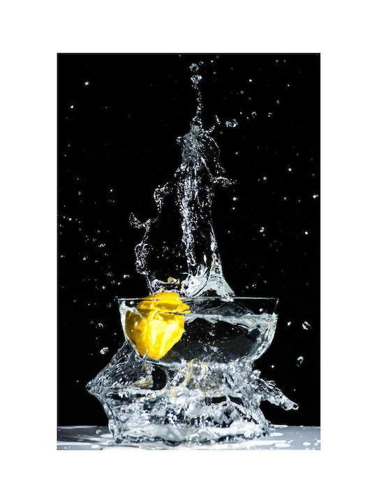 Πίνακας Lemon Splash In Glass Bowl Πιτσιλιά Λεμονιού Γυάλινο Μπολ 70x100