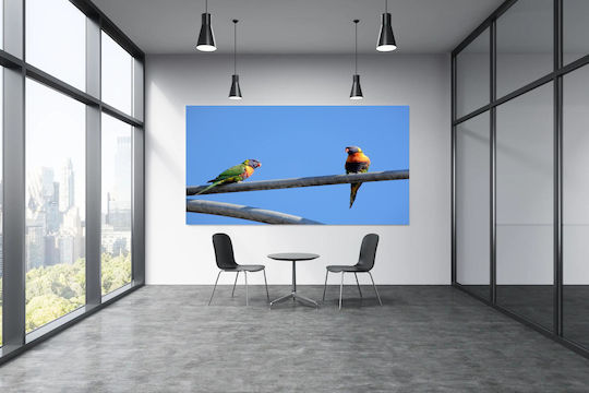 Gemälde Papageien auf einer Metallstange 100x70