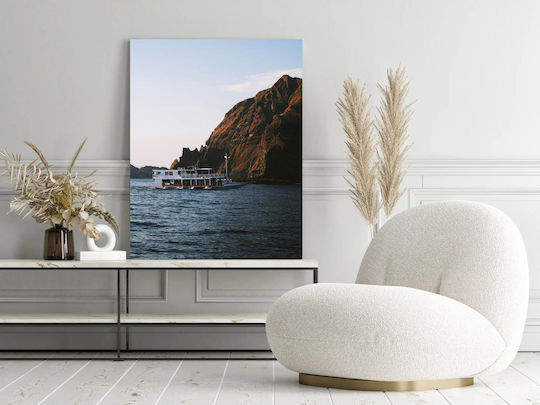 Πίνακας Boat On Sea Near Rocky Mountains Βάρκα Στη Θάλασσα Κοντά Στα Βραχώδη Όρη 100x150