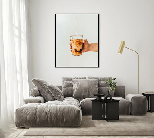 Hand, der ein Glas Eiskaffee hält Gemälde 80x120