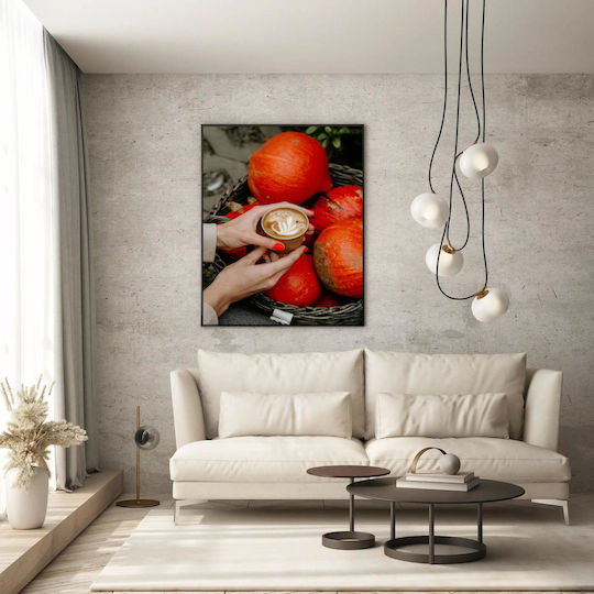 Gemälde Herbst Kaffee Kürbisse 80x120