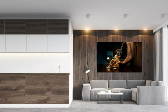 Πίνακας Splashing Whiskey In Glass Πιτσίλισμα Ουίσκι Ποτήρι 90x60