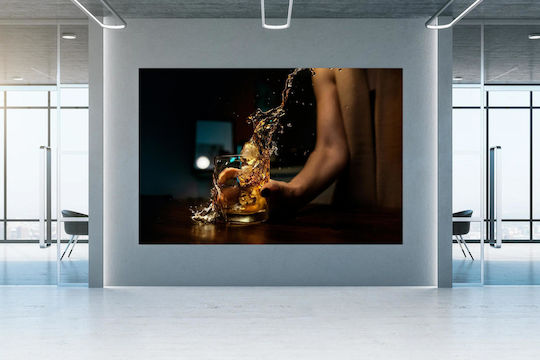 Πίνακας Splashing Whiskey In Glass Πιτσίλισμα Ουίσκι Ποτήρι 90x60