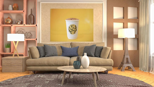Tablou Ceașcă Galbenă de Cafea pe Fundal Galben 120x80