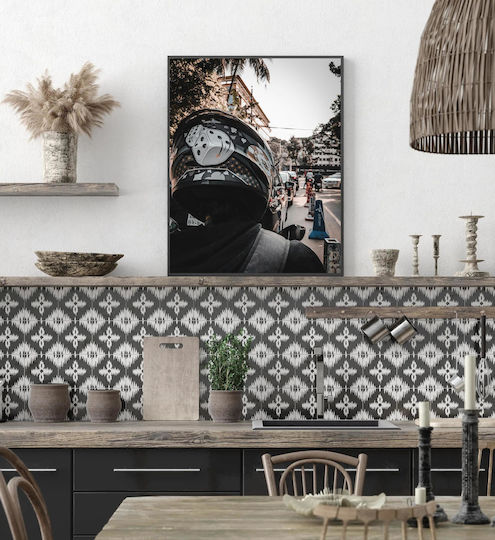 Motorcyclist In Urban Traffic Painting 80x120