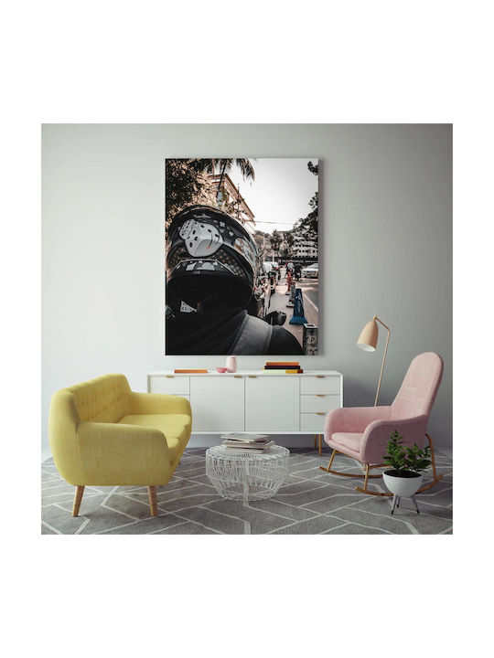 Motorcyclist In Urban Traffic Painting 80x120