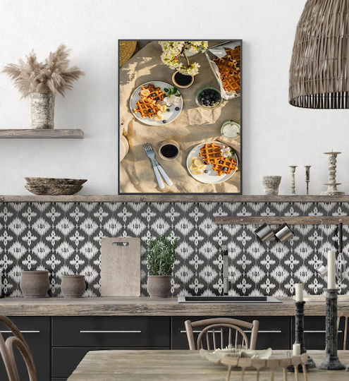 Pictură Vafe și Cafea pe o Masă de In cu Dimensiunile 80x120