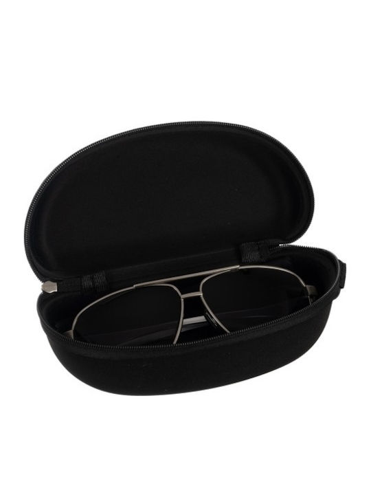 Trizand Herren Sonnenbrille mit Gray Metall Gestell und Schwarz Polarisiert Linse