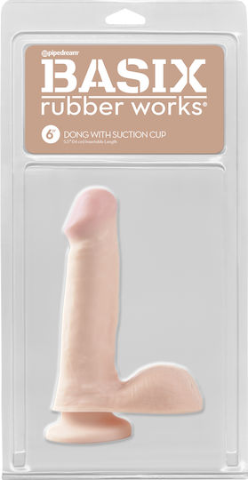 Basix Rubber Works Glass Dildo with Balls and Suction Cup Flesh 15cm