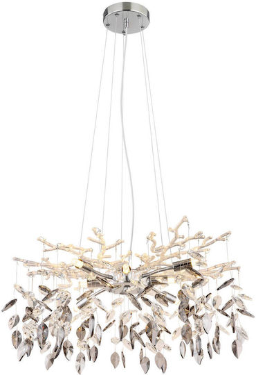 Globo Lighting Ceiling Light Transparent with Crystals for 8 G9 Bulbs