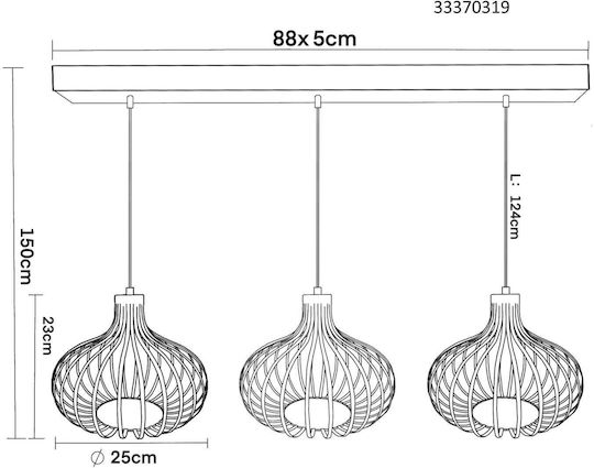 Globo Lighting Beige Ceiling Light with E27 Socket 25x150cm