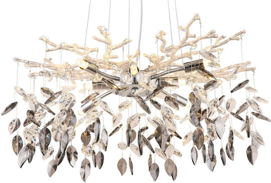 Globo Lighting Ceiling Light Transparent with Crystals for 8 G9 Bulbs