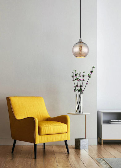 Globo Lighting Κρεμαστό Φωτιστικό Ασημί Μπάλα με Ντουί E27 25x25εκ.