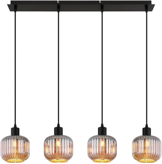 Globo Lighting Black Ceiling Light for 4 E14 Bulbs 15x120cm