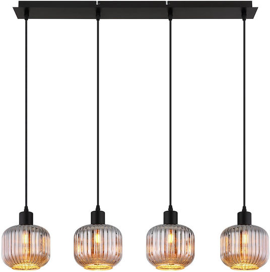 Globo Lighting Black Ceiling Light for 4 E14 Bulbs 15x120cm