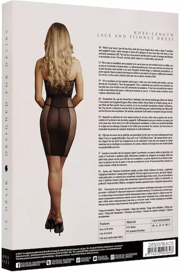 Sexy Lace Dress Le Desir Knee Length Lace Fishnet Dress Black