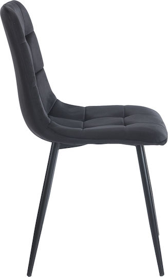 Oscar Scaune Sala de mese Catifelate Negre 1buc 46x56x87buc