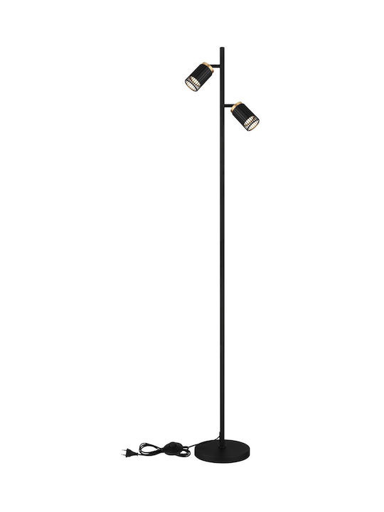 Globo Lighting Floor Lamp H158xW27.5cm. with Socket for Bulb GU10 Black