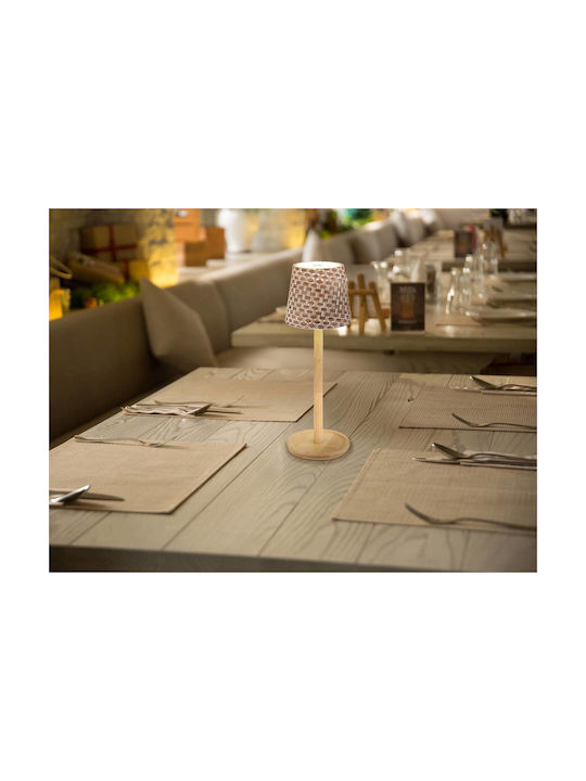 Globo Lighting Ξύλινο Πορτατίφ LED με Καφέ Καπέλο και Βάση