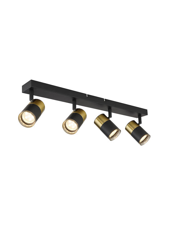 Globo Lighting Σποτ με 4 Φώτα σε Μαύρο Χρώμα