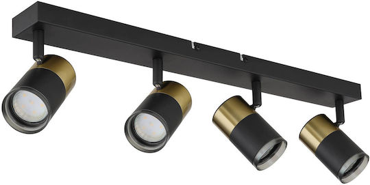 Globo Lighting Spot With 4 Lights And GU10 Lamp Adapter In Black Colour