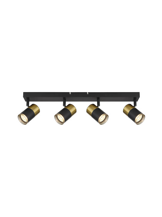 Globo Lighting Σποτ με 4 Φώτα σε Μαύρο Χρώμα