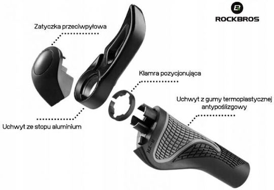 Rockbros BT1008B Ανατομικές Χειρολαβές Ποδηλάτου σε Μαύρο Χρώμα 139mm από καουτσούκ